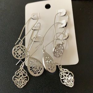 3/$10 NEW 3 prs dangling silver earrings